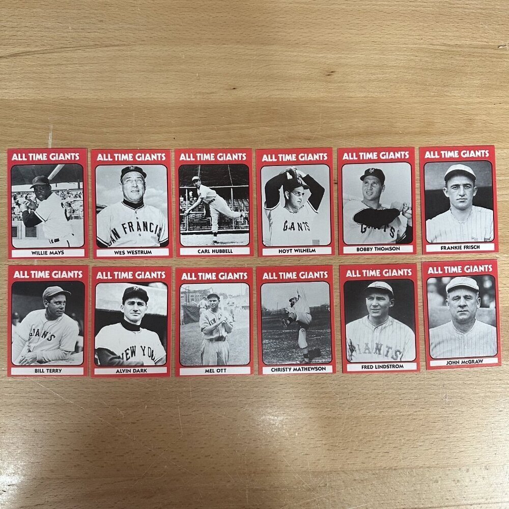 1980 TCMA All Time New York Giants Set(12) Mays/MathewsonOtt/Mcgraw